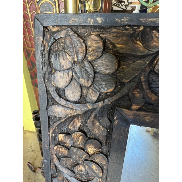 Baroque Vintage Wood Carved Mirror For Sale - Image 3 of 7