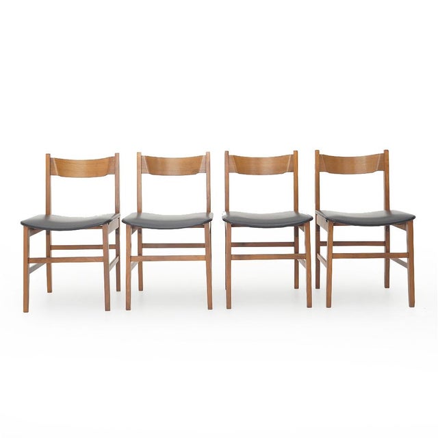 Vintage Wooden Chairs with Padded Seat, 1950s, Set of 4 For Sale - Image 14 of 14