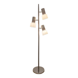 Vintage 1960s Midcentury 3-Light Floor Lamp Attributed to Gerald Thurston for Lightolier ~ Silver and Brown Floor Lamp With 3-Way Switch