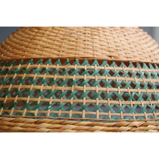 1950s Dome Pendant Light in Woven Straw, Italy, 1960s For Sale - Image 5 of 8