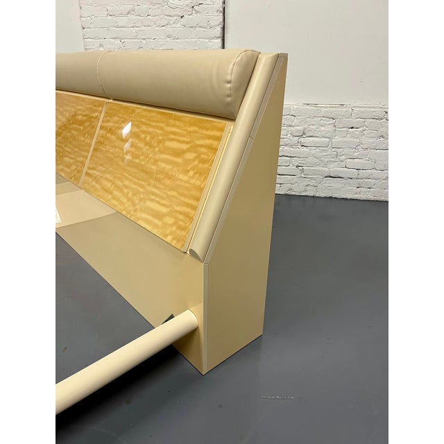 Wood Giorgio Collection Burled Satinwood & Leather Queen Bed For Sale - Image 7 of 9