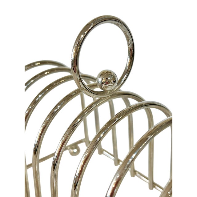 Metal Antique French Art Deco Silver Plate Large Size Toast Rack For Sale - Image 7 of 9