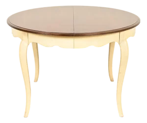 Drexel French Provincial Louis XV Walnut and Cream Lacquered Dining Table or Breakfast Table, 1962