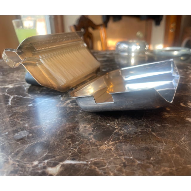 1970s Silver-Plate Butler Crumb Catcher & Brush For Sale - Image 6 of 9