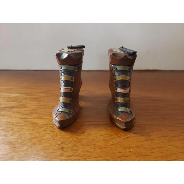 Pair of 1880 English Victorian Carved Walnut Treen Boot Snuff Boxes For Sale - Image 4 of 8