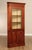 High Quality Vintage Cherry Corner Cabinet with Six Pane Glass Door Opening to Painted Interior and Pair of Shelves, Over...