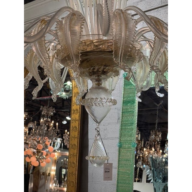 Modern Large Scale Italian Murano Glass Venetian Style Chandelier For Sale - Image 3 of 8