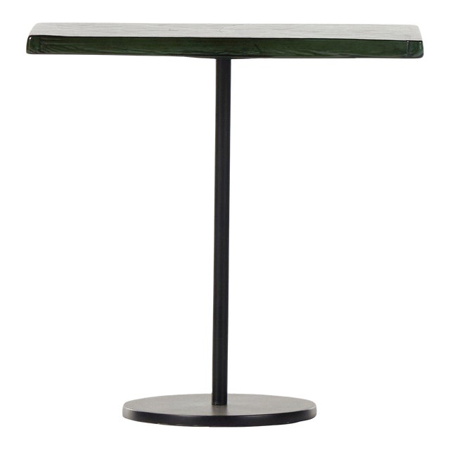 Four Hands Zevon End Table - Moss Cast Glass For Sale