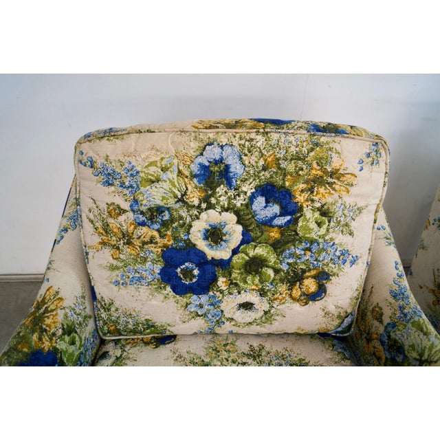 Green 1960’s Mid-Century Modern Floral Lounge Chairs by Ethan Allen - A Pair For Sale - Image 8 of 12