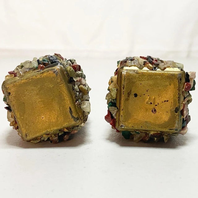 Contemporary Stone Covered Salt and Pepper Shakers - a Pair For Sale - Image 4 of 5