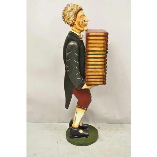 Late 20th Century 52" Tall Figural Librarian Man Holding Stack of Books Statue Storage Cabinet For Sale - Image 4 of 12