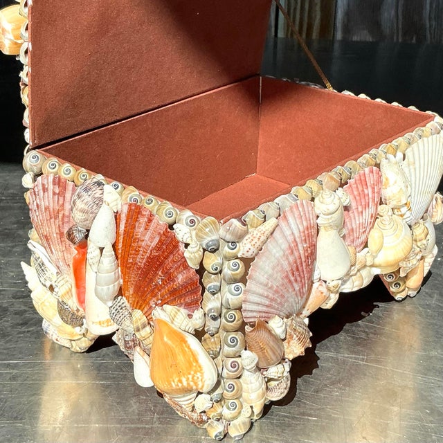 Early 21st Century Vintage Coastal Shell Encrusted Box For Sale - Image 5 of 7
