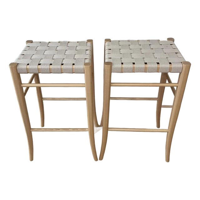 Pair Crate & Barrel Oslo Barstools For Sale