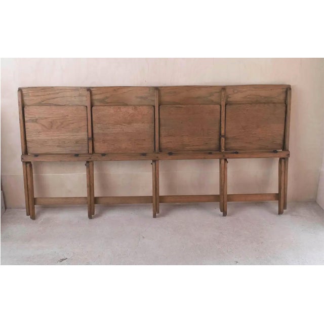 Vintage Campaign Folding Four-Seater Bench in Oak, 1920 For Sale - Image 9 of 11