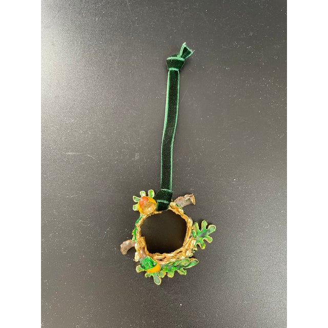 Enameled Oak Leaves & Acorns Wreath Ornament For Sale In Las Vegas - Image 6 of 12