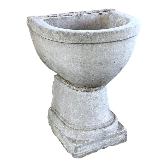 19th Century Two-Piece French Wall Fountain Basin in Burgundian Bluestone For Sale