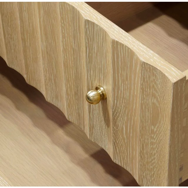 Matthew Izzo Home Odin 30.5" Fluted Cerused Oak, Two Drawer, Single Sink Bathroom Vanity - Carrara Marble Top, Porcelain Sink, Brass Hardware For Sale - Image 4 of 6