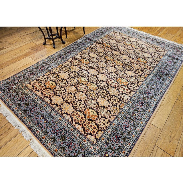 Brown Vintage Turkish Hereke Rug, Hand-Woven Wool, Allover Geometric Design, 7' x 10' For Sale - Image 8 of 18