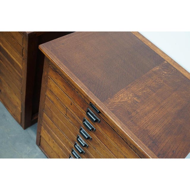 Vintage Dutch Oak Jewelers Drawer Cabinets, 1930s, Set of 2 For Sale - Image 13 of 18