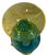 Art Glass Aqua Yellow Handled Amphora Vase For Sale - Image 13 of 14