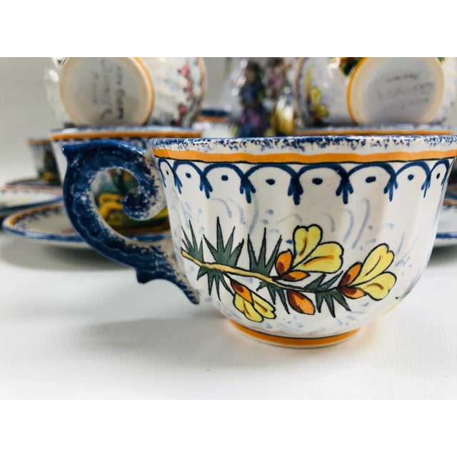 Antique White Antique French Henriot Quimper Faience Coffee Set- 27 Pieces For Sale - Image 8 of 12