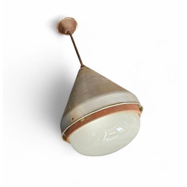 Large aluminum/ Industrial / hanging lamp / 1970s / height 55 cm Large aluminum/ Industrial / hanging lamp / 1970s Height...