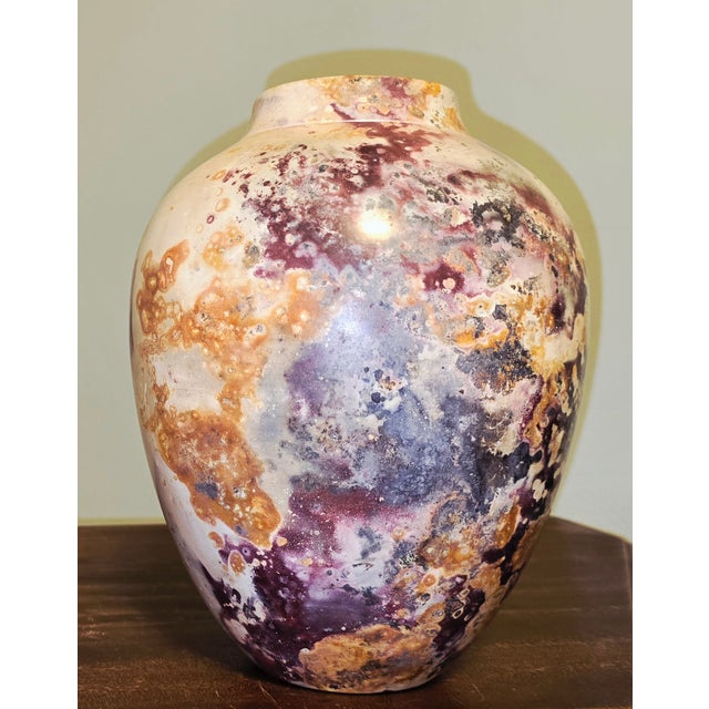Joel Magen Studio Pottery Vase – Marbled Reactive Glaze, One‑of‑a‑Kind Artisan Form For Sale - Image 4 of 9