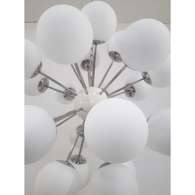 Not Yet Made - Made To Order 21st Century Nova Polished Nickel Matte White Murano Sputnik Chandelier by Fabio LTD For Sale - Image 5 of 5