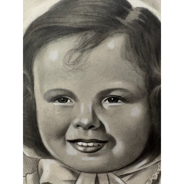 Original graphite pencil drawing by American artist and illustrator Theodore E. Schrock (1879–1952), depicting a smiling...
