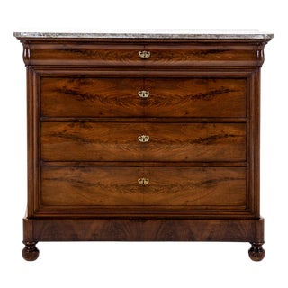 Louis Philippe Mahogany Commode with Marble Top For Sale