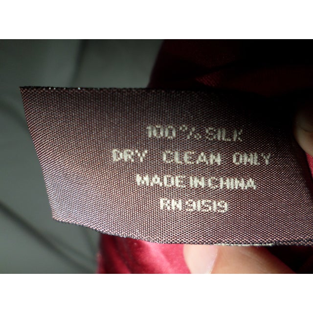 Textile Vintage Chinese 100% Silk Red Paisley Design Feather Throw Pillow For Sale - Image 7 of 8