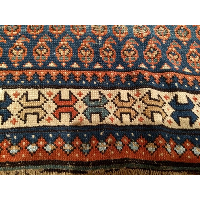 19th Century Caucasian Shirvan Rug, Handwoven Wool, Allover Paisley Design, Blue & Ivory, 3' x 4' For Sale - Image 13 of 14