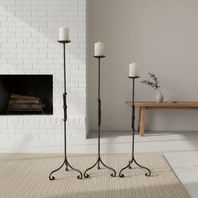 The Scroll-Foot Bamboo Trio: Floor Candelabra Set ️ Combine the exotic look of bamboo with the classic elegance of...