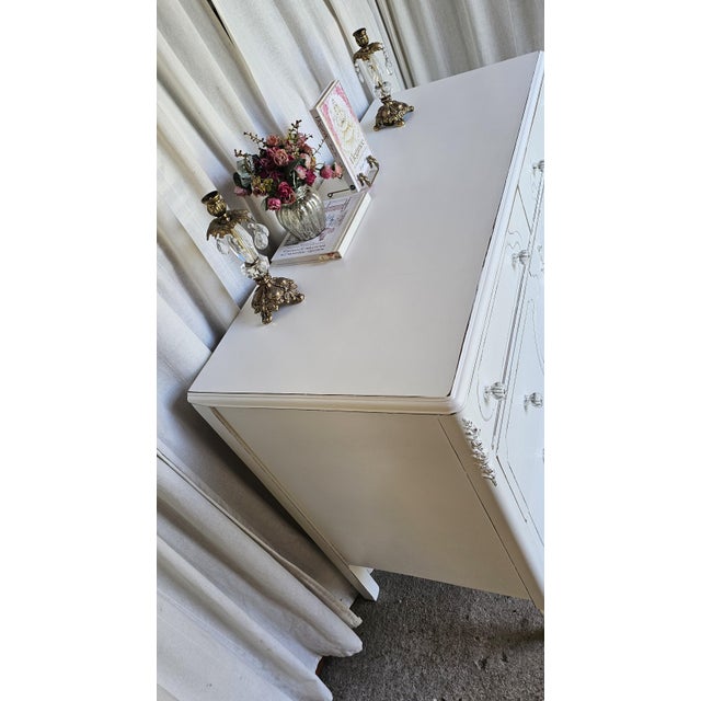 Wood Vintage Dresser, Paris Apartment Style, White Romantic Style For Sale - Image 7 of 12