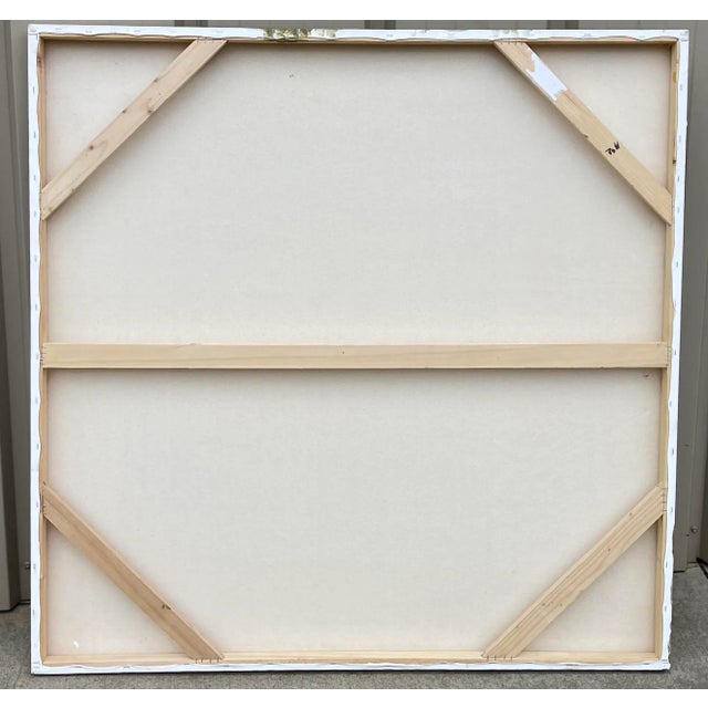 1970s Large Scale Mid-Century Modern Signed Abstract Oil on Canvas, Green /Red C.1972 For Sale - Image 5 of 7