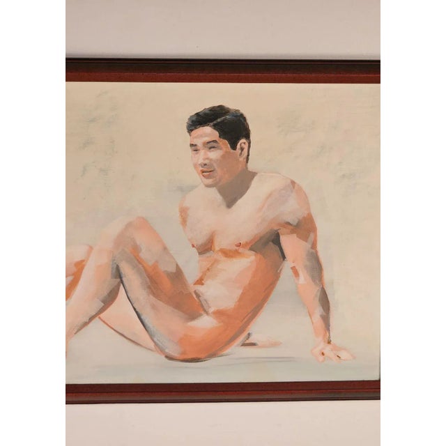 A vintage painting of an Asian man, circa 1980. Apparently unsigned.