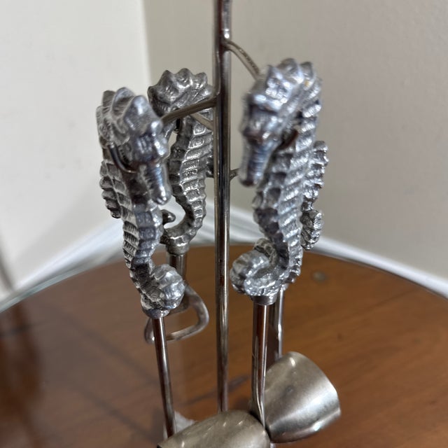 Vintage Nautical Seahorse Barware Tool Set For Sale - Image 4 of 6