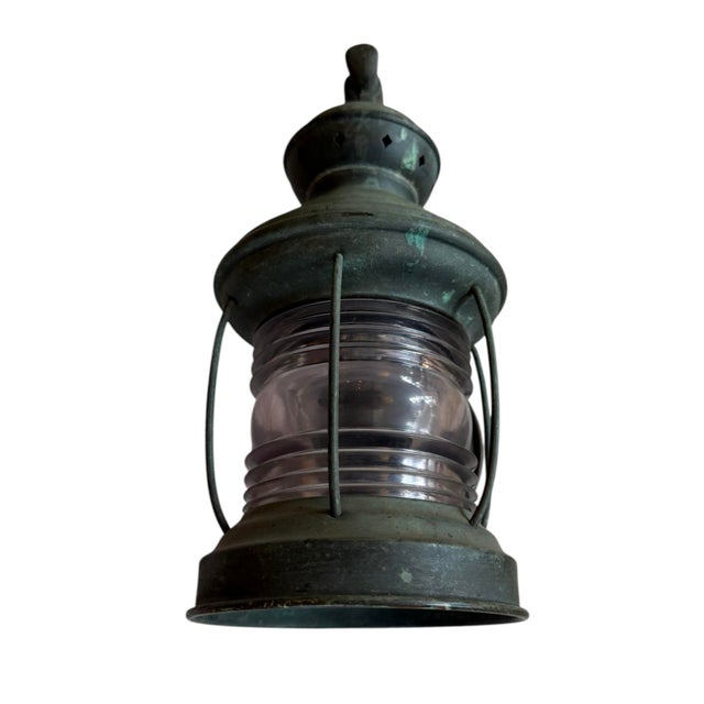 A fabulous porch light that will make a statement for any entry. Original verdigris patina is wonderful. The large light...