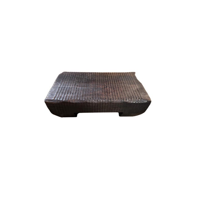 Contemporary Sculptural Solid Suar Wood Coffee Table With Espresso Burnt Finish For Sale - Image 3 of 9