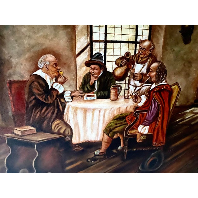 This exceptional 1943 painting by recognized American mid-century artist Leota Humphrey captures a lively, classic tavern...