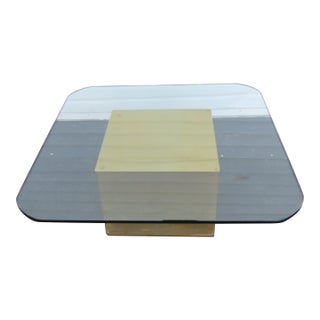Habitat International Mid Century Modern Brass Glass Top Coffee Table 6604 For Sale
