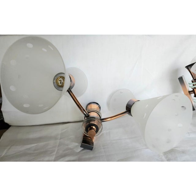 Metal Double Diabolo Glass and Copper Sconces, 1950s, Set of 2 For Sale - Image 7 of 14
