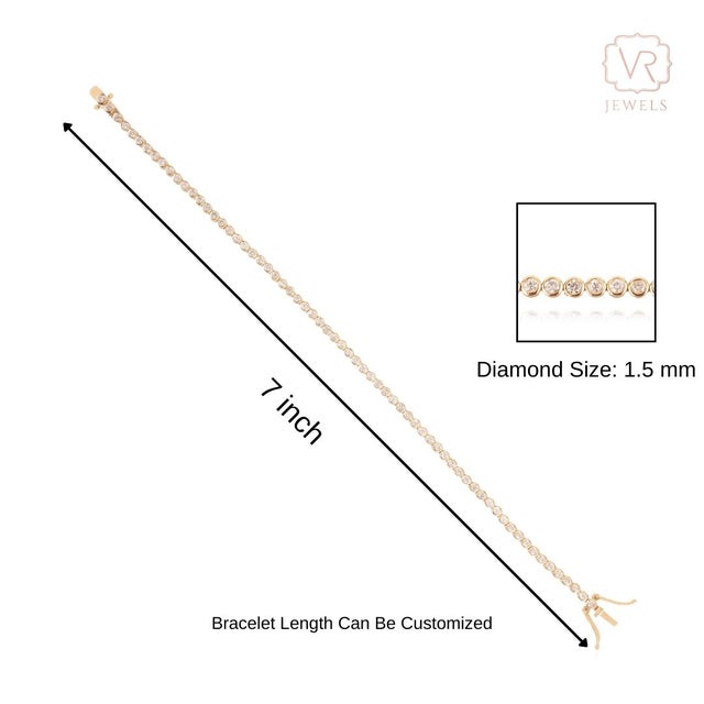 1.37 Carats Estate 20th Century Bezel Diamond Line Bracelet in 18k Gold For Sale - Image 10 of 15
