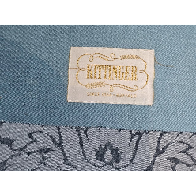 Wood Kittinger Historic Newport Mahogany Sofa With Blue Silk Damask Fabric For Sale - Image 7 of 8