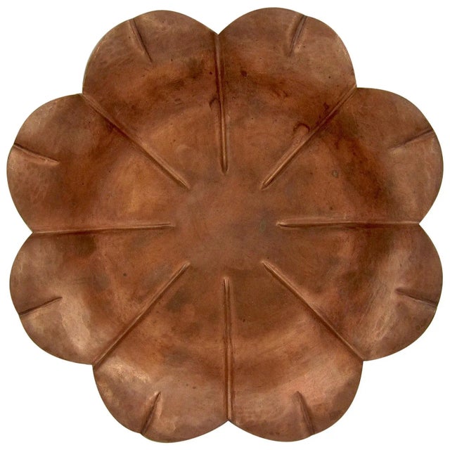 Marie Zimmermann Arts & Crafts Copper Flower Dish For Sale - Image 12 of 12
