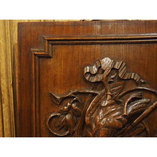 Antique French Hunting Trophy Plaque in Carved and Waxed Oak, Late 1800s For Sale In Dallas - Image 6 of 18