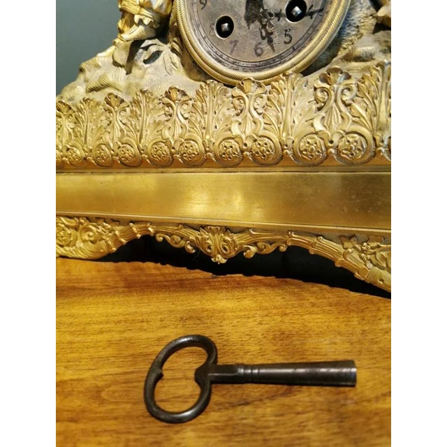 Louis XVI Style French Mantel Clock in Gilded Bronze For Sale - Image 9 of 13