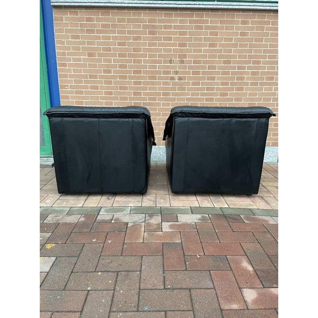 Set of Armchairs in Black Leather, Italy, 1980s For Sale - Image 10 of 18