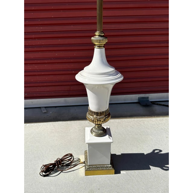 Mid 20th Century Vintage Westwood Industries White Porcelain/Brass Table Lamp For Sale - Image 5 of 11