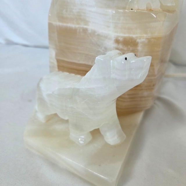 Mid 20th Century Mid-Century Modern Mexican Onyx Polar Bear Iceberg Sculpture Lamp For Sale - Image 4 of 8